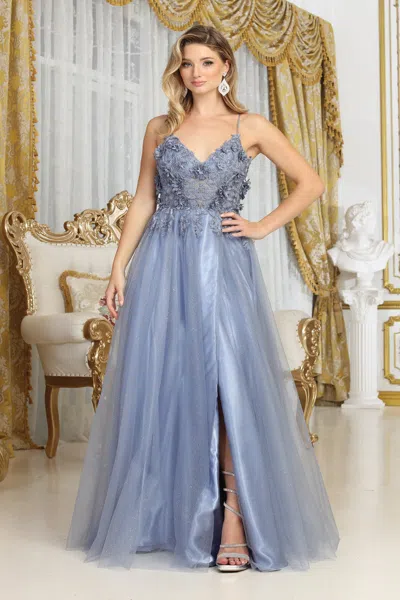 Truedames A-line Spaghetti Straps Pageant Plus Zise Gown In Blue