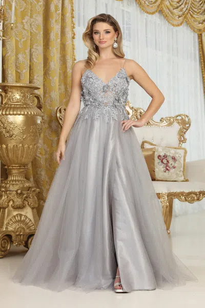 Truedames A-line Spaghetti Straps Pageant Plus Zise Gown In Gray