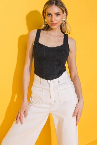 Truedames All Ahead Denim Crop Top In Multi