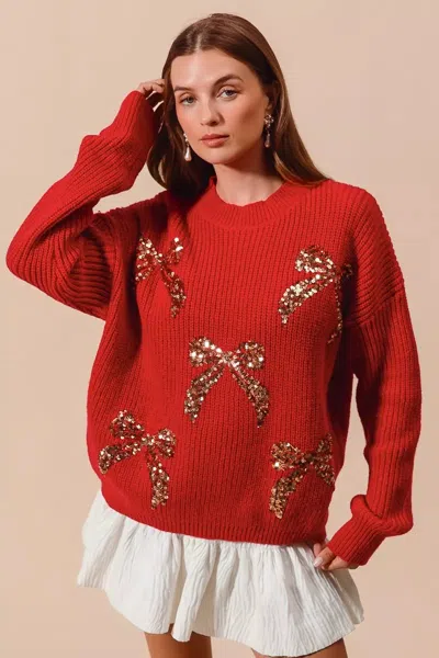 Truedames All Over Ribbon Sequins Christmas Holiday Sweater In Multi