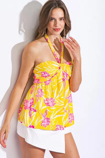 Truedames All That Class Woven Top In Yellow