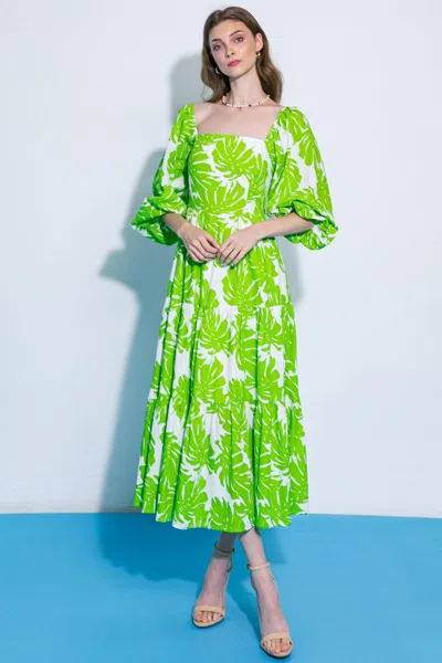 Truedames All The Drama Woven Midi Dress In Green