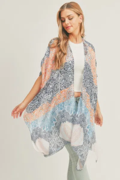Truedames Allover Mixed Print Kimono In Pink