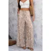 Truedames Allover Print Drawstring Pockets Wide Leg Pants In Green