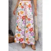 Truedames Allover Print Drawstring Pockets Wide Leg Pants In Multi