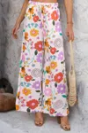 Truedames Allover Print Drawstring Pockets Wide Leg Pants In Multi