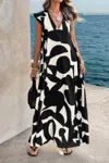 Truedames Allover Print Woven Short Sleeve Loose Dress In Multi