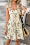 Truedames Allover Printed Tie Shoulder Pockets Romper In White