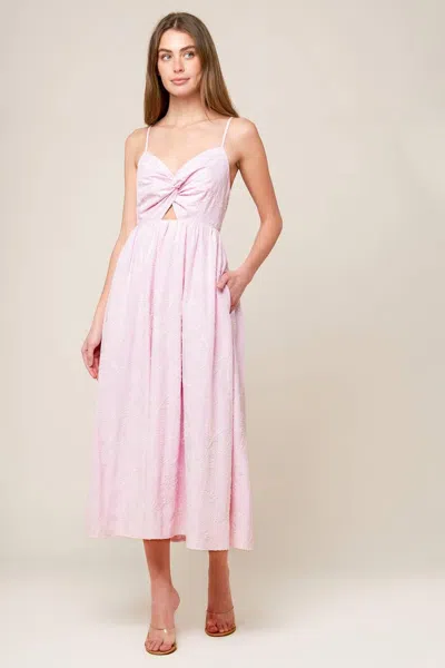 Truedames Along The Shore Pink Woven Midi Dress