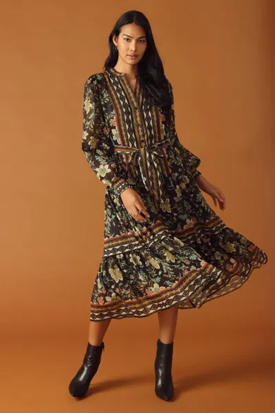 Truedames Along The Way Woven Midi Dress In Black