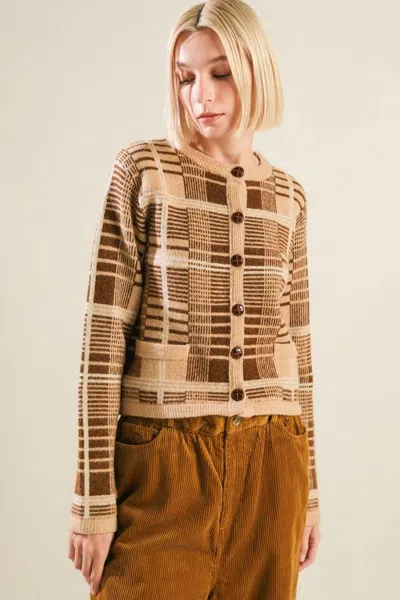 Truedames Alphabet Of Love Cardigan In Brown