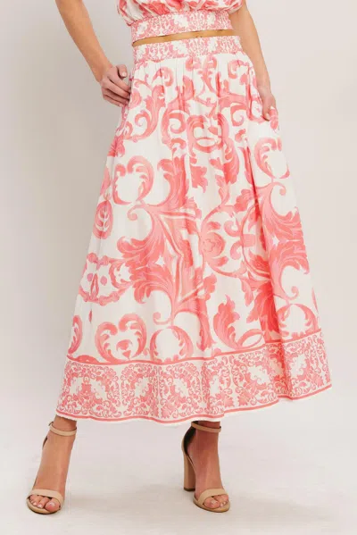 Truedames Amalfi Sunset Woven Midi Full Skirt In Multi