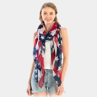 Truedames American Flag Printed Oblong Scarf In Multi