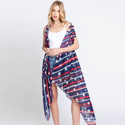 Truedames American Usa Flag Multi Vest Poncho
