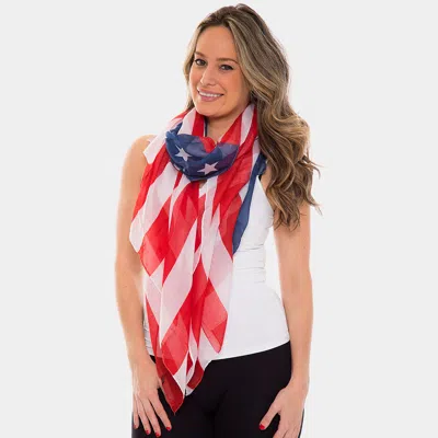 Truedames American Usa Flag Oblong Scarf In Red