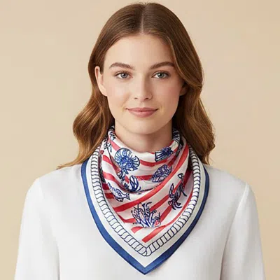 Truedames American Usa Flag Patchwork Print Square Scarf In Blue