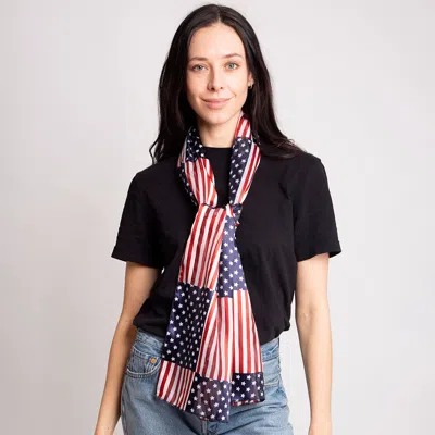 Truedames American Usa Flag Printed Scarf In Blue