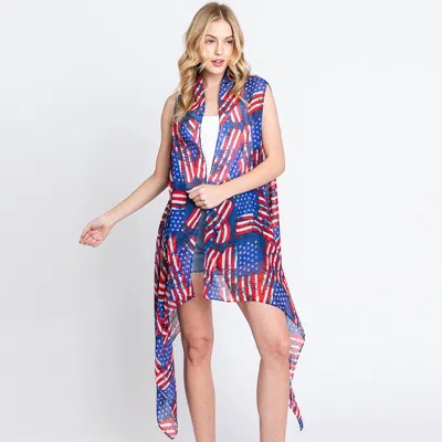 Truedames American Usa Flag Vest Poncho Multicolor