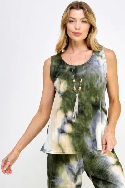 Truedames Andante Tie Dye Print Sleeveless Tank Top In Brown