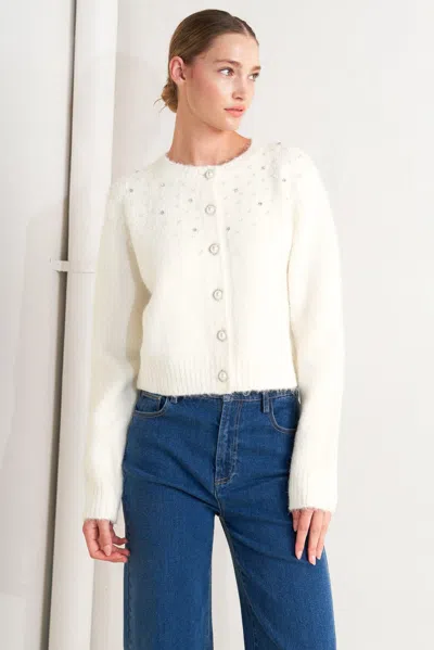 Truedames Angel Touch Sweater Knit Cardigan In White
