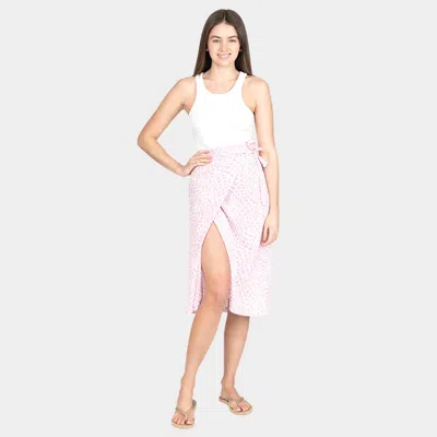 Truedames Animal Patterned Beach Cover Up Midi Wrap Skirt 43" X 29" In Pink