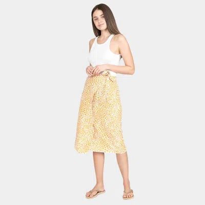 Truedames Animal Patterned Beach Cover Up Midi Wrap Skirt 43" X 29" In Yellow