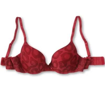 Truedames Animal Print Molded Plunge Bra In Red