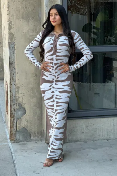Truedames Animal Print Sweater Dress Body Con In Brown