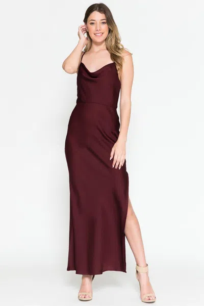 Truedames Ankle Length Satin Bridesmaids Gowns In Brown