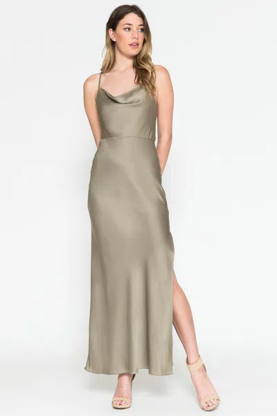 Truedames Ankle Length Satin Bridesmaids Gowns In Green