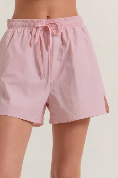 Truedames Anorak Side Slit Workout Shorts In Pink