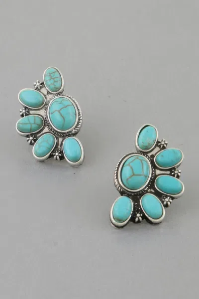 Truedames Antique Half Flower Stud Earrings In Green