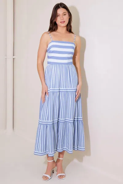 Truedames Anything Is Possible Woven Midi Dress In Blue