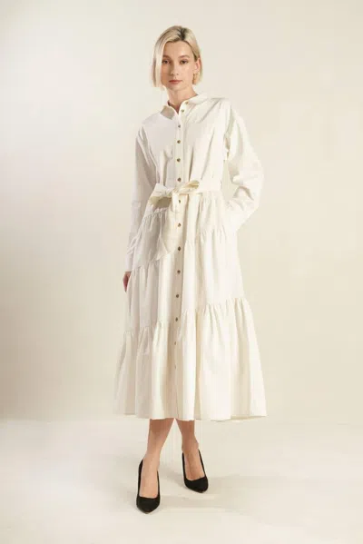 Truedames Anytime Now Woven Twill Midi Dress In White