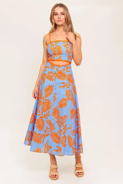 Truedames Apricot Sunset Woven Midi Dress In Orange