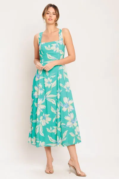 Truedames Aqua Daydream Woven Midi Dress In Green