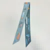 Truedames Art Inspired Pattern Printed Twilly Skinny Scarf In Blue