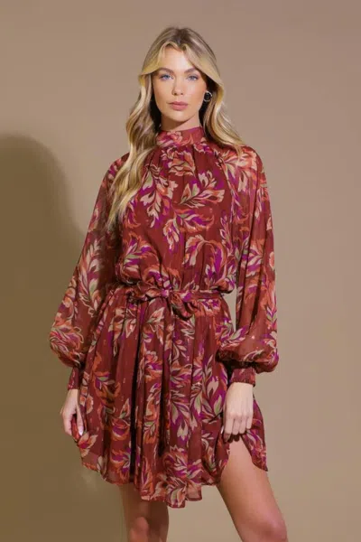 Truedames Artistic Essence Woven Mini Dress In Brown