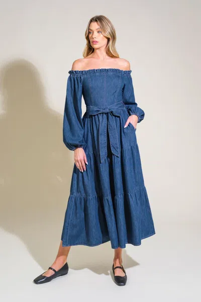 Truedames Artistic Impulse Denim Midi Dress In Blue