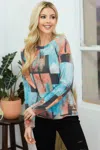 Truedames Artistic Open-back Long Sleeve Top In Multi