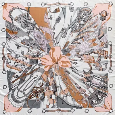 Truedames Artistic Silk Feel Square Scarf In Pink