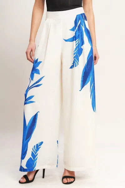 Truedames Asymmetrical Botanical Woven Pants In White
