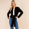 Truedames Asymmetrical Open Front Solid Cardigan In Black