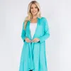 Truedames Asymmetrical Open Front Solid Cardigan In Blue