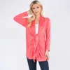 Truedames Asymmetrical Open Front Solid Cardigan In Pink