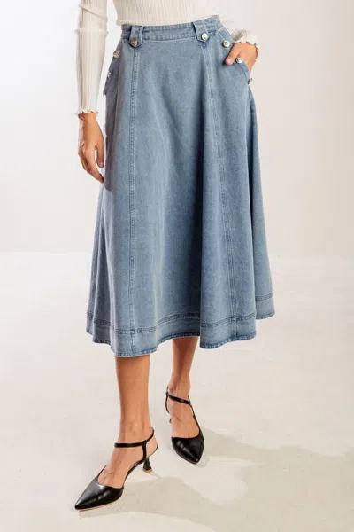 Truedames At First Glance Denim Midi Skirt In Blue