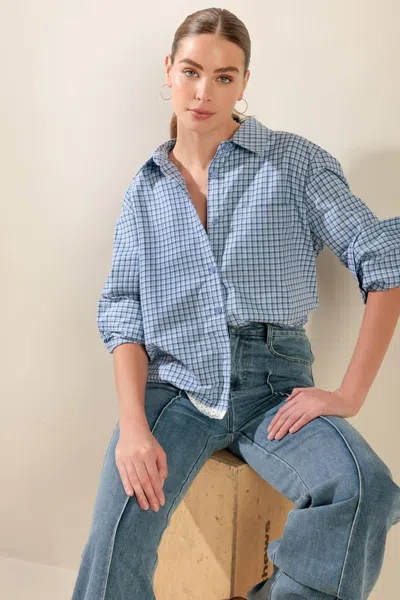 Truedames Awaiting Love Woven Top In Blue
