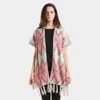 Truedames Aztec Chevron Pattern Tassel Edge Shawl Sweater In Multi