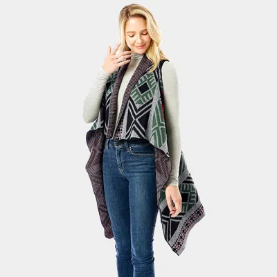 Truedames Aztec Pattern Button Vest In Gray