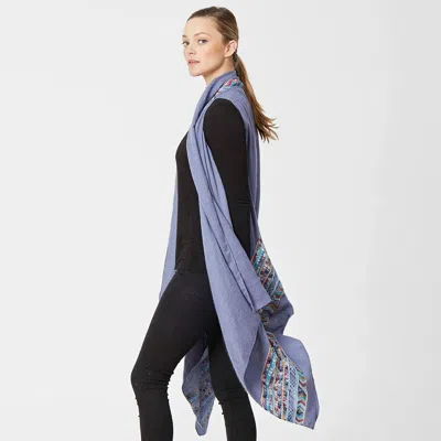 Truedames Aztec Pattern Embroidered Vest In Blue